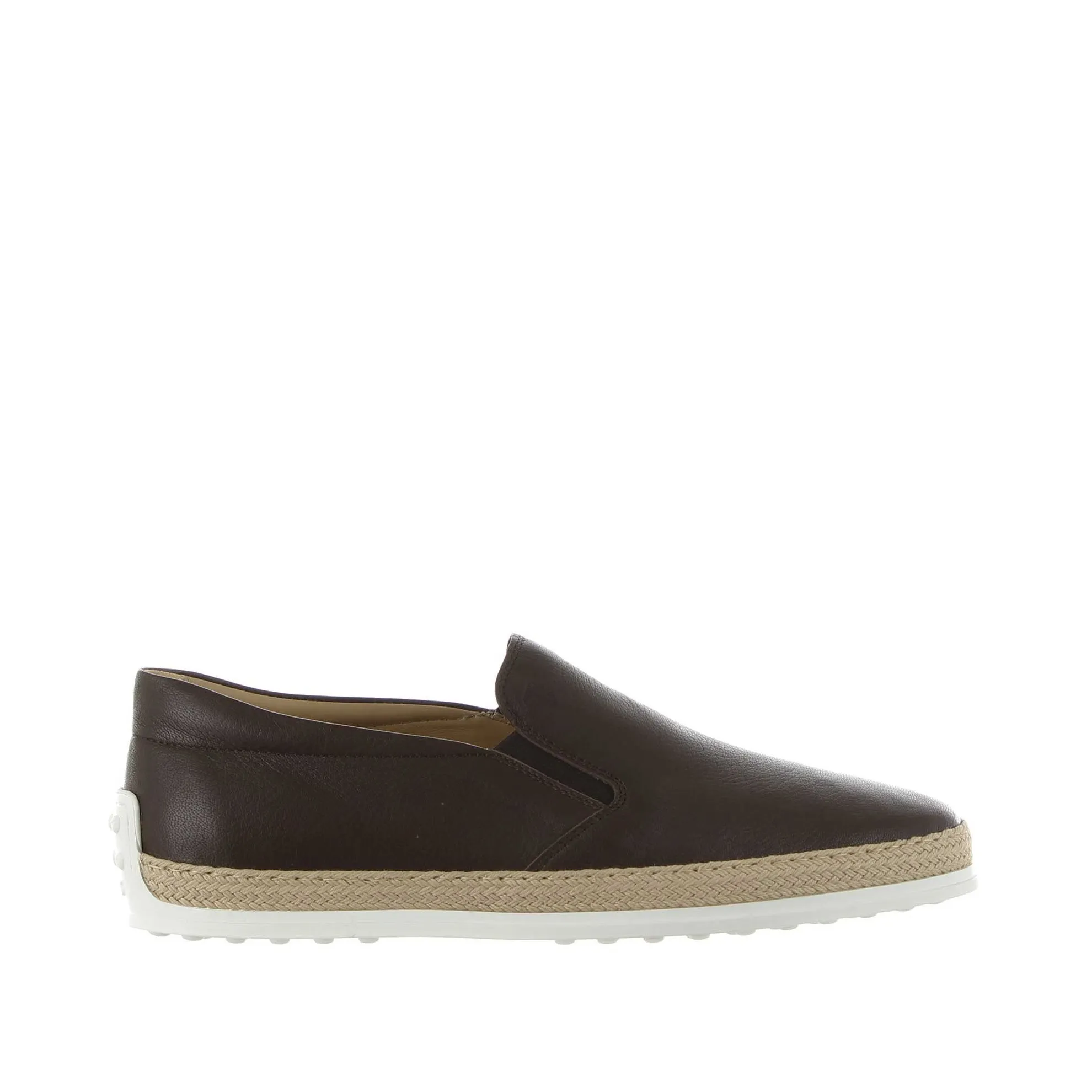 Slip on in pelle con gommini e rafia