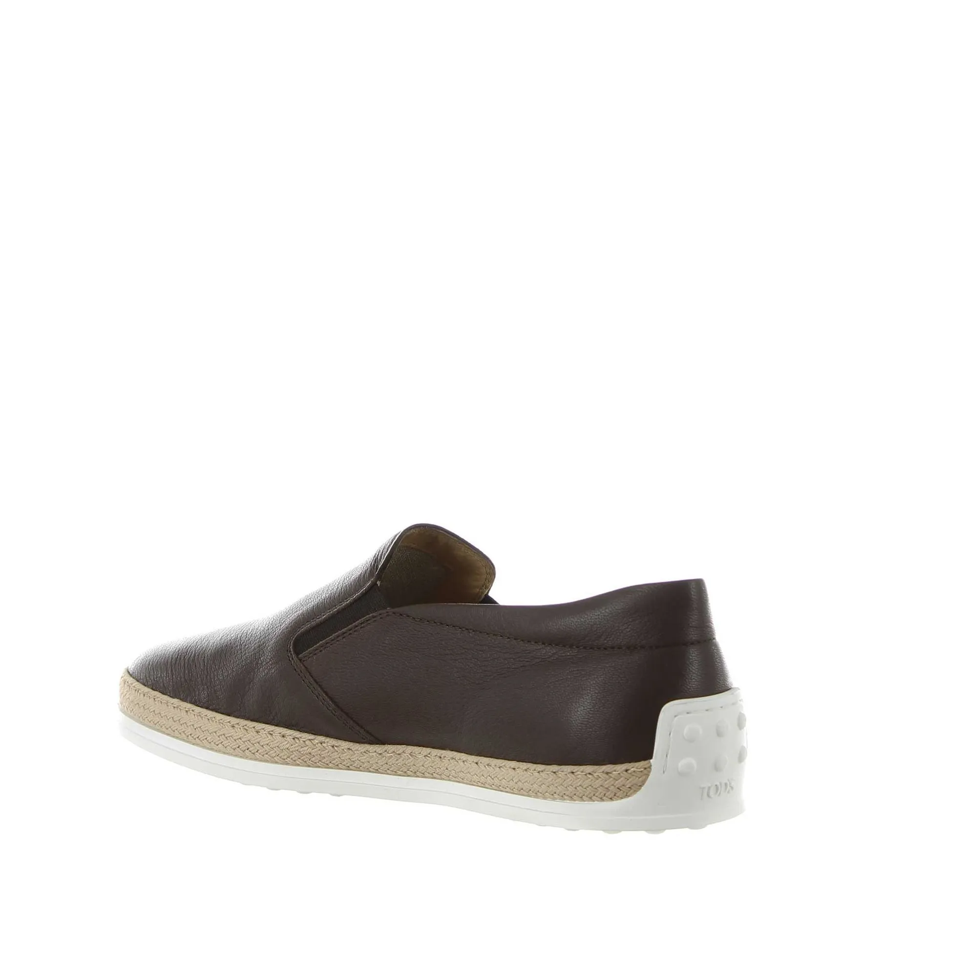 Slip on in pelle con gommini e rafia