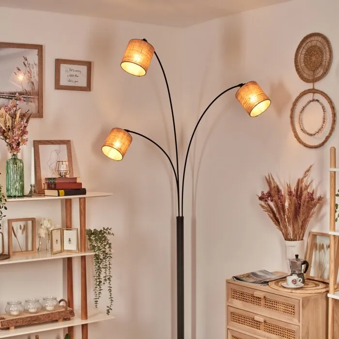 Soungou Lampada da terra Nero, Bianco, 3-Luci