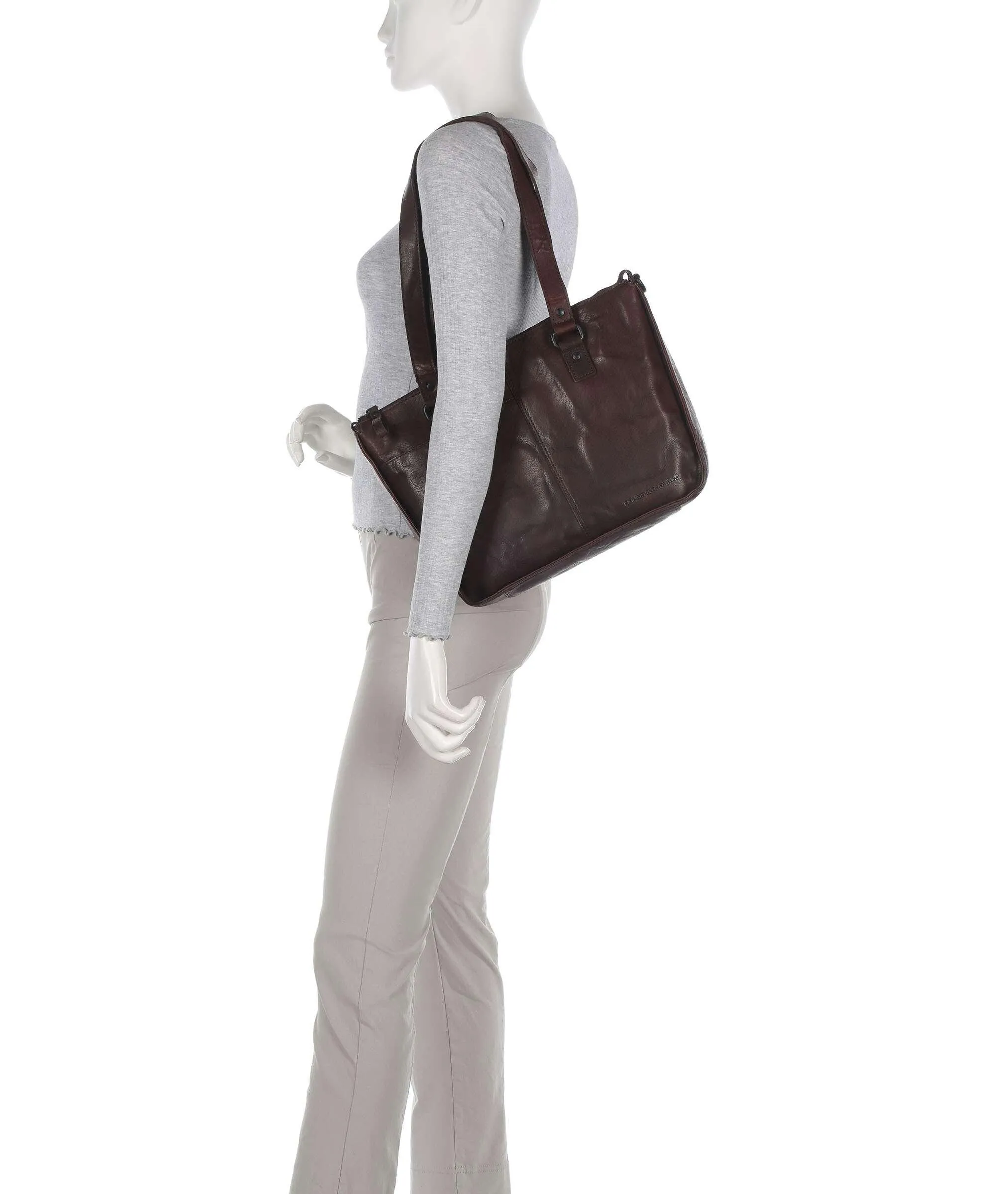  Spikes & Sparrow Bronco Danah Borsa shopper 12″ pelle granulata marrone scuro  