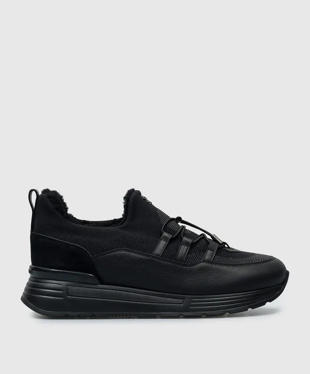 Stefano Ricci Sneakers combinate nere su pelliccia con logo UZ26EG2340TSDPMV
