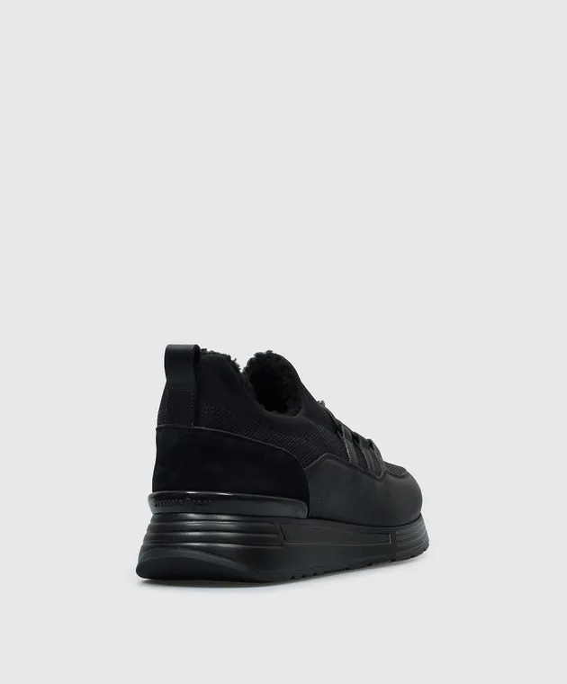Stefano Ricci Sneakers combinate nere su pelliccia con logo UZ26EG2340TSDPMV