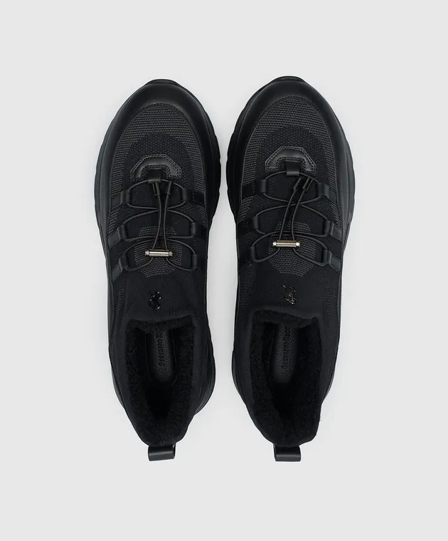 Stefano Ricci Sneakers combinate nere su pelliccia con logo UZ26EG2340TSDPMV