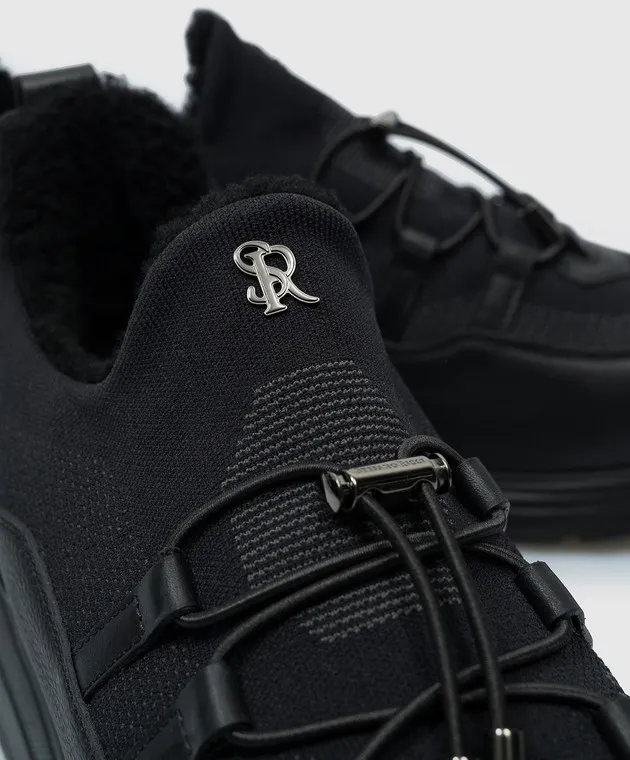 Stefano Ricci Sneakers combinate nere su pelliccia con logo UZ26EG2340TSDPMV