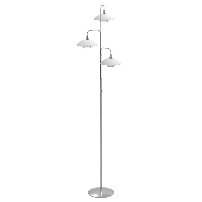 Steinhauer Tallerken Lampada da terra LED Acciaio inox, Bianco, 3-Luci