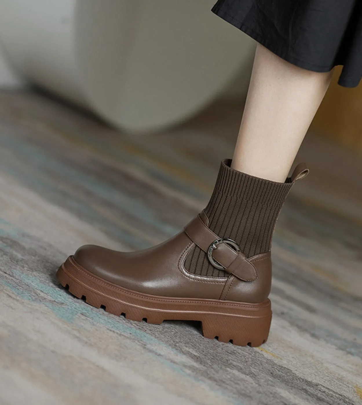Stivali con calzino invernale Stivali elasticizzati lavorati a maglia per le donne 2022 Scarpe in cotone di nuova moda Stivalett