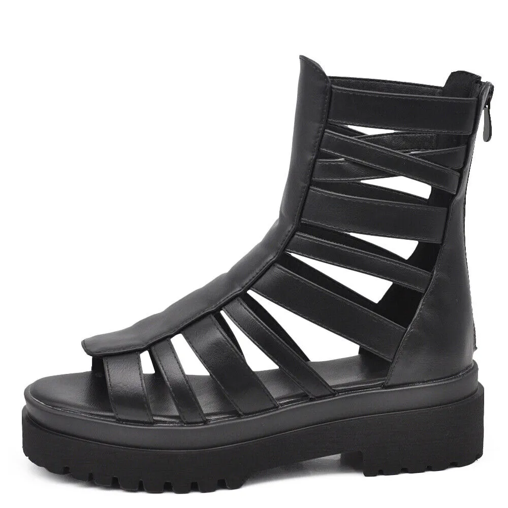 Stivali Estivi Scarpe Sandali Gladiatore Da Donna Con Platform S674-1 nero