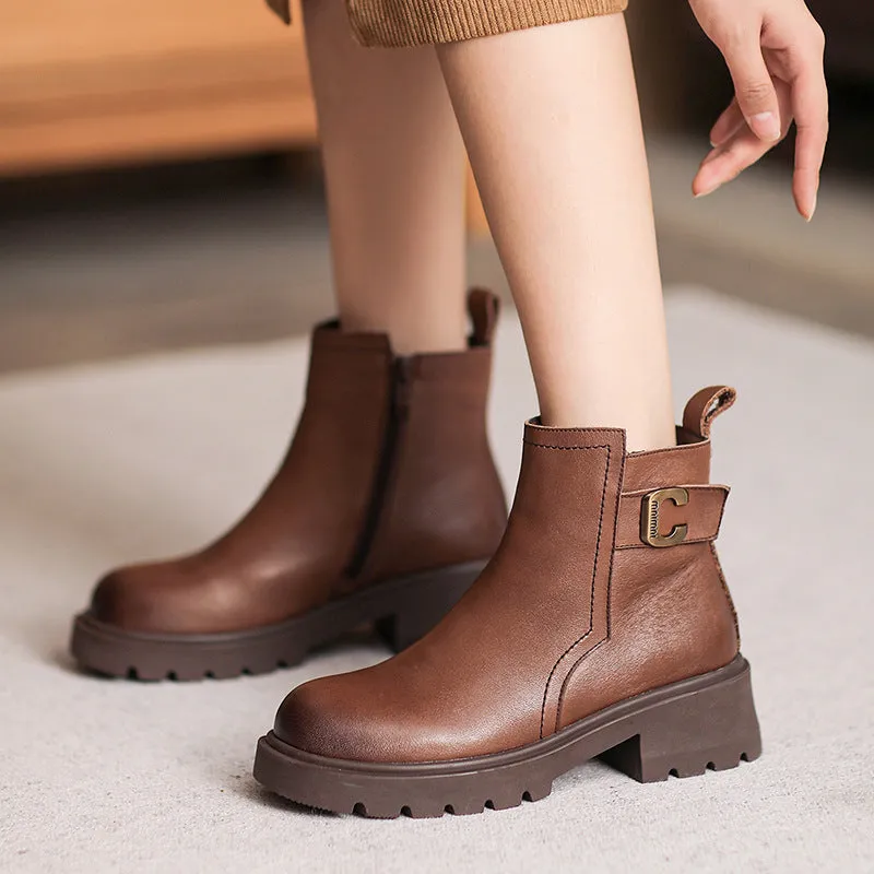 Stivali in pelle patchwork retrò minimalista da donna