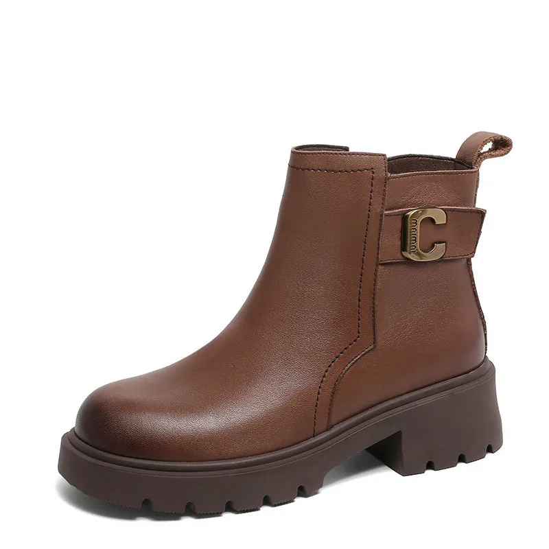 Stivali in pelle patchwork retrò minimalista da donna