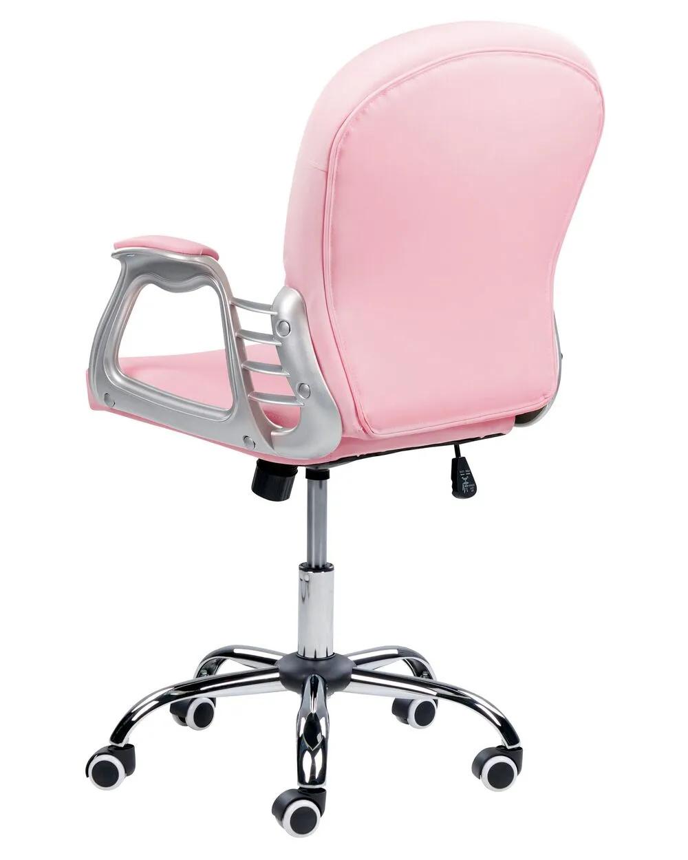 Swivel Faux Leather Office Chair Pink with Crystals PRINCESS