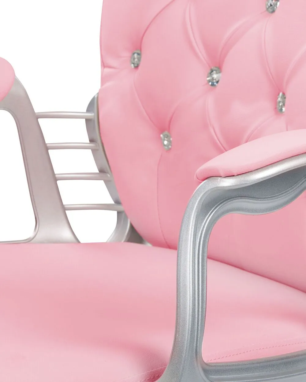 Swivel Faux Leather Office Chair Pink with Crystals PRINCESS