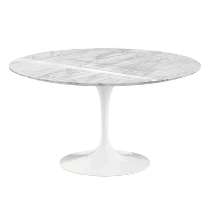Tavolo rotondo Knoll Saarinen d137 base rilsan bianco top marmo Statuarietto luci