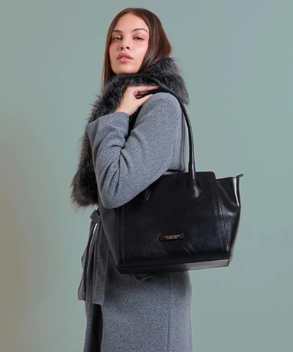 The Bridge Fiona borsa shopper, pelle cuoio nero
