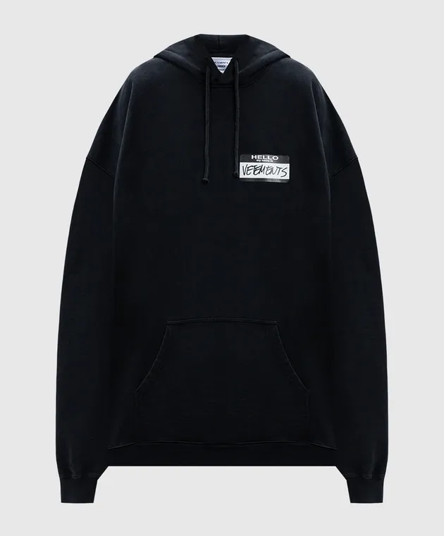 Vetements Felpa nera con cappuccio con logo UA65HD110B