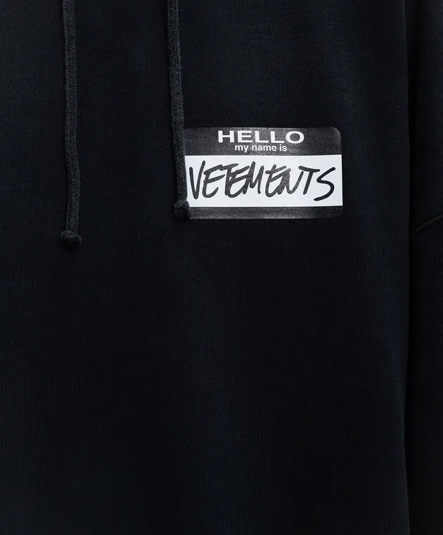 Vetements Felpa nera con cappuccio con logo UA65HD110B