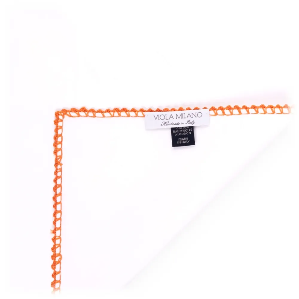 Viola Milano - Pochette con Bordi all'Uncinetto - Arancione - Handmade in Italy - Luxury Exclusive Collection