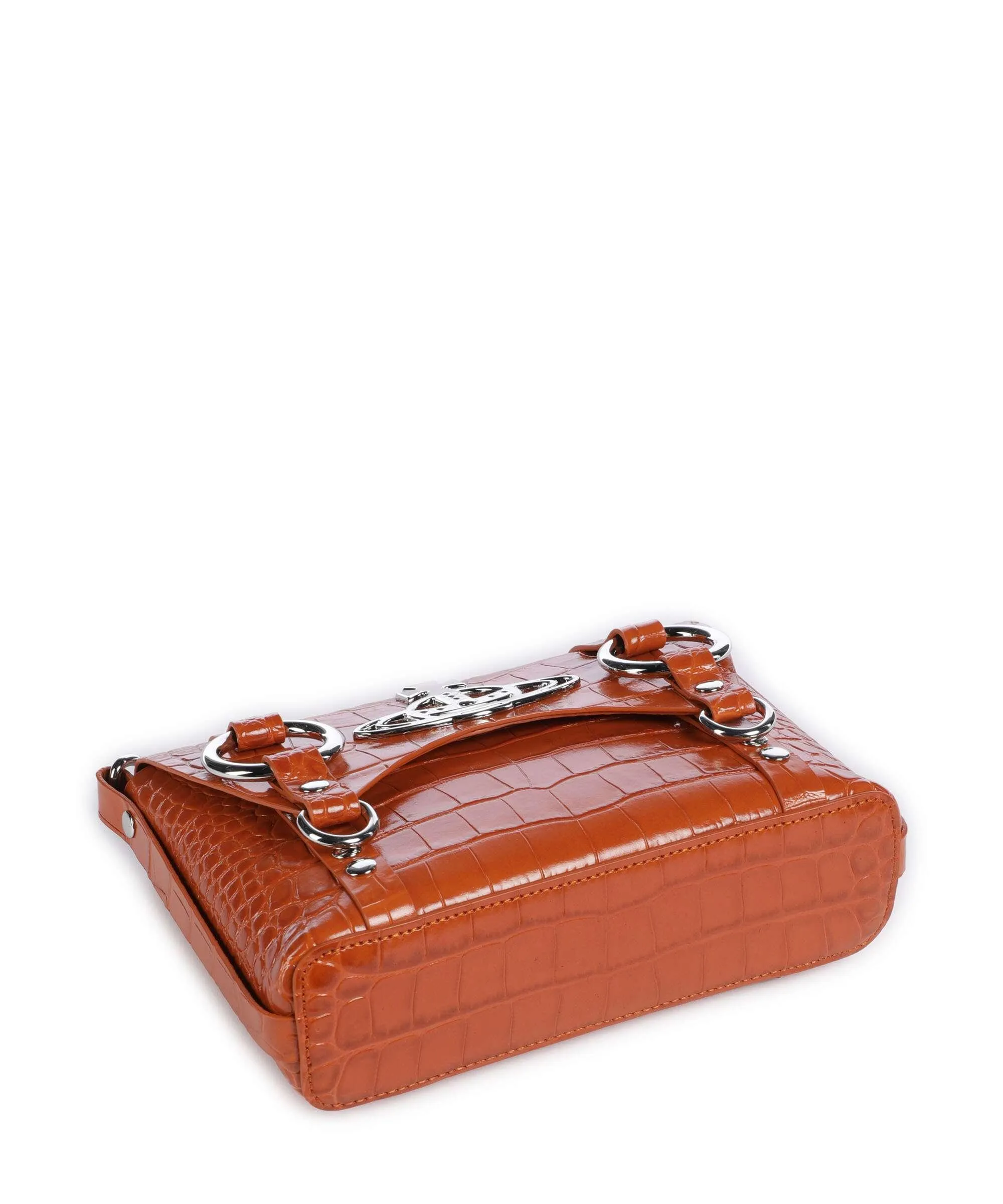  Vivienne Westwood Kim Embossed Croc Borsa a tracolla pelle di vitello goffrata ambra  