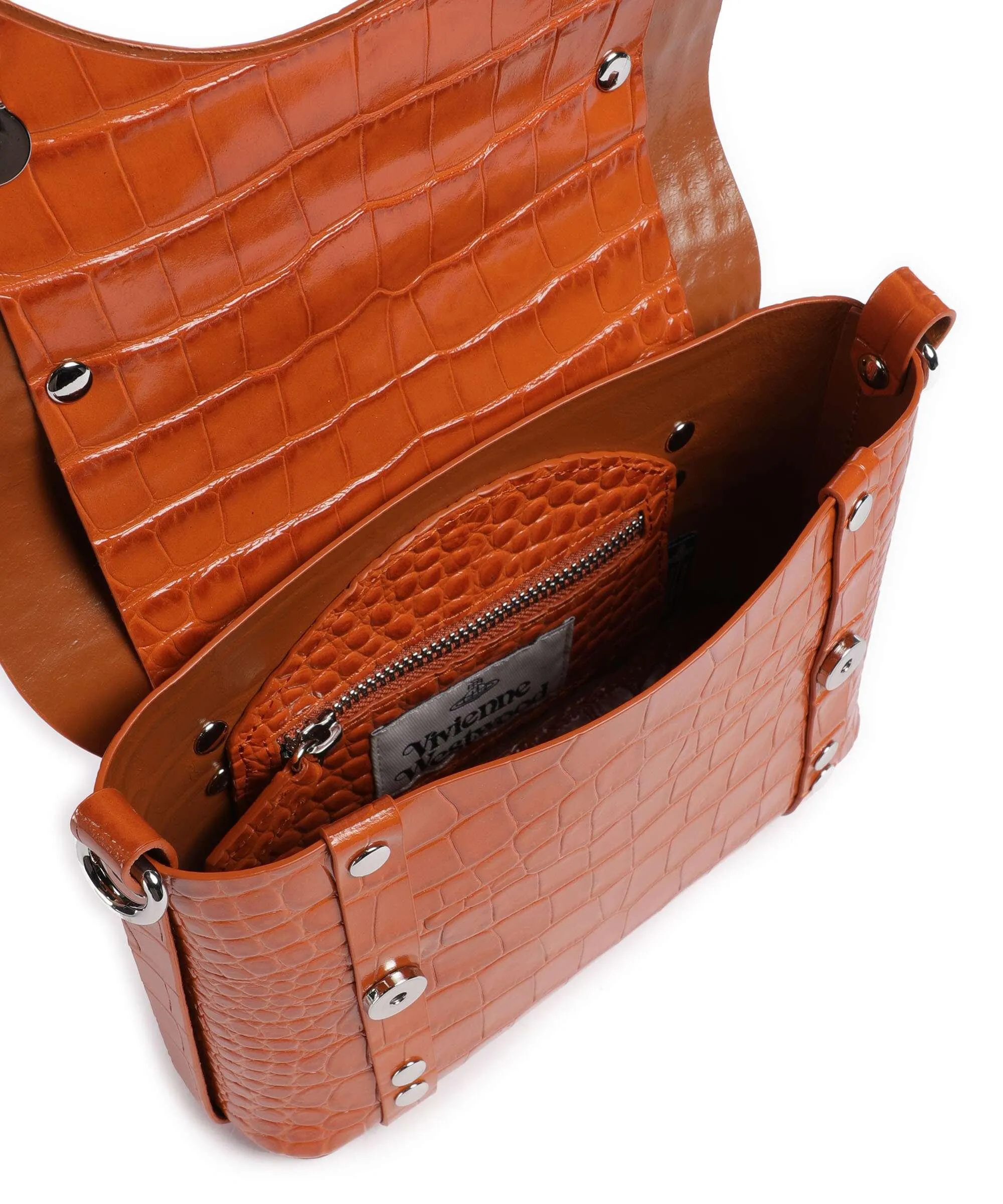  Vivienne Westwood Kim Embossed Croc Borsa a tracolla pelle di vitello goffrata ambra  