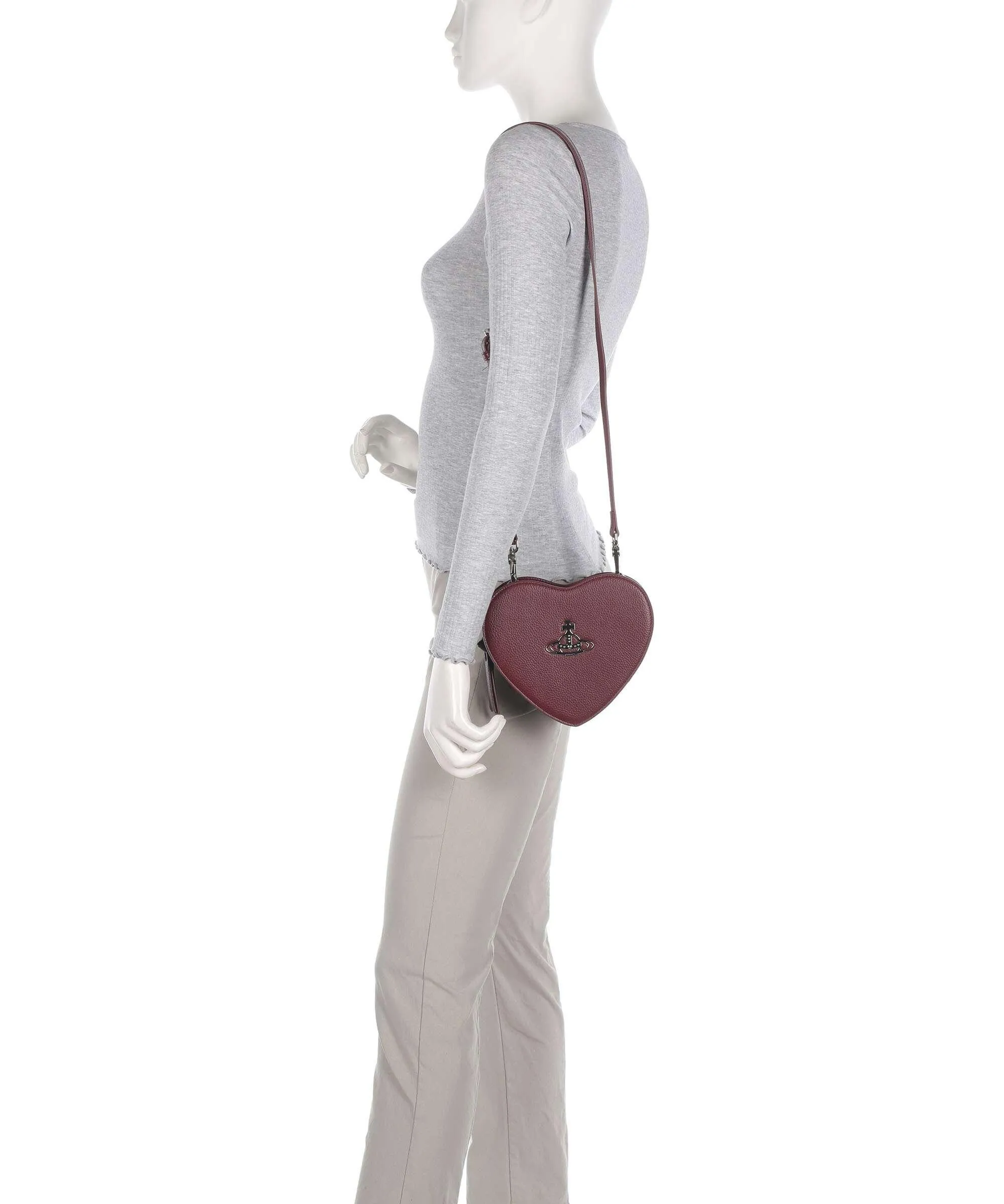  Vivienne Westwood Louise Re-Vegan Heart Borsa a tracolla pelle sintetica vino  