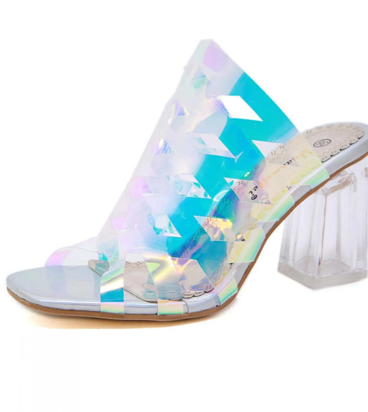 Women Party Slippers Glitter Shoes Women Slippers Square Heel Summer Shoes Fashion Thick Sole Slides Ladies Slippers  Wo